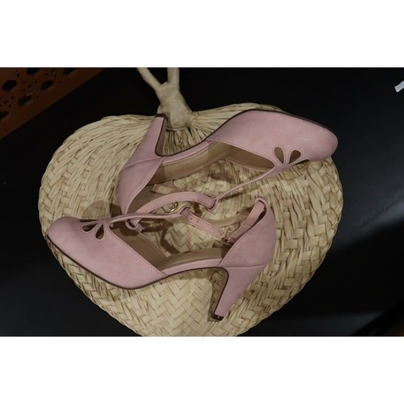 Chase + Chloe Kimmy 36 Pink Retro Vintage Style Pinup Rockabilly T-Strap sz 7.5 - Picture 4 of 9